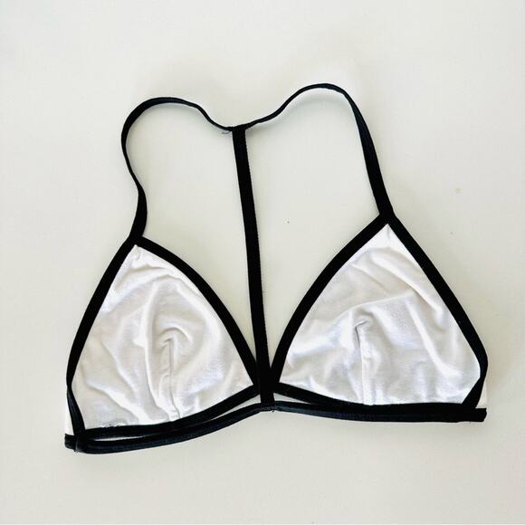 NEW VS VICTORIA SECRET Black White Hello Kiss Open Back Strappy Bralette Bra - Picture 4 of 6